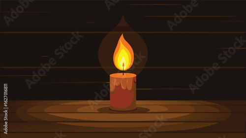 warm candlelight glow over dark rustic wood vector background