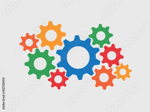 Clean and modern vector  colorful gears mechanism engineering cogwheel design system technology