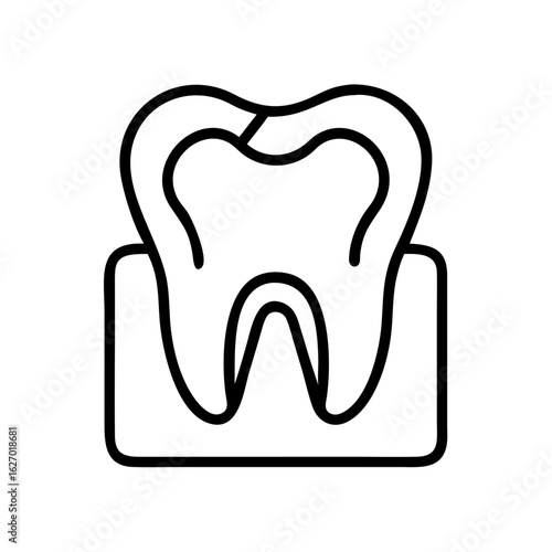 Tooth dental care dentistry oral hygiene molar root enamel gumline healthy teeth icon vector