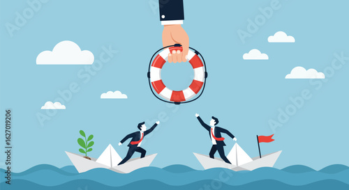 Business Crisis and Support Concept – Lifesaver for Struggling Entrepreneurs