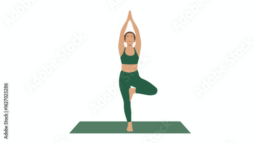 Clean and modern vector  yoga tree pose illustration for wellness fitness and healthy lifestyle