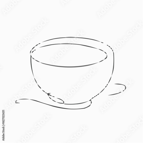 Simple line drawing of a Gongfu tea cup filled with tea  