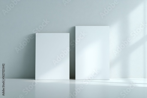 Wallpaper Mural Two blank canvases against a light blue wall, sunlit Torontodigital.ca