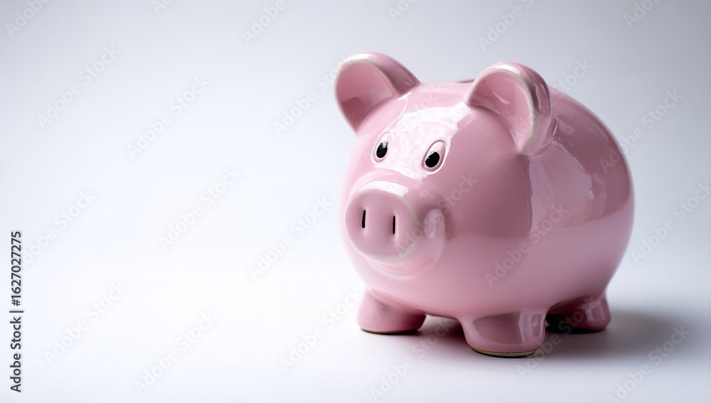Cute Pink Piggy Bank on White Background – Simple Minimalist Savings Concept Cute Pink Piggy Bank on White Background – Simple Minimalist Savings Concept