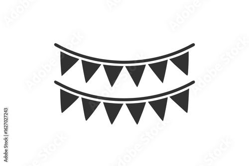 Two rows of monochrome pennant bunting are displayed against white background