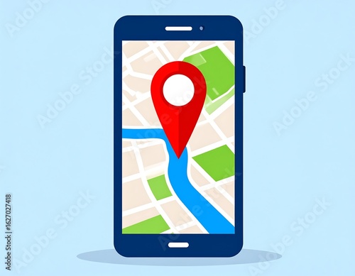 Smartphone displaying a map with a location pin