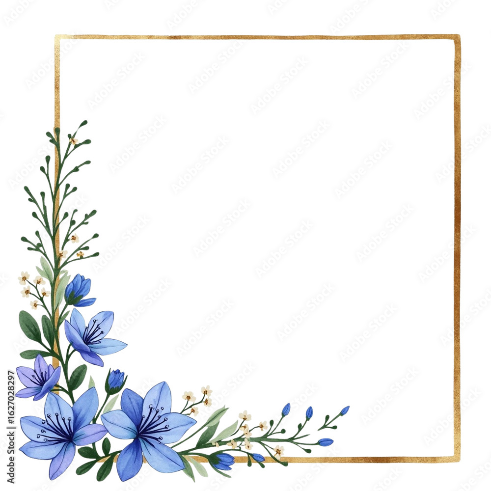 Fototapeta premium blue floral frame