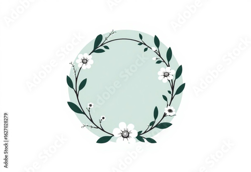 Estrutura circular verde com flores.