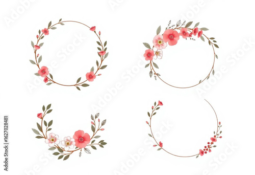 Conjunto de estruturas circulares floral. Arte Vetorial.