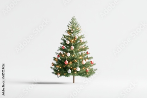 Festive christmas tree with ornaments and lights for holiday celebrations
