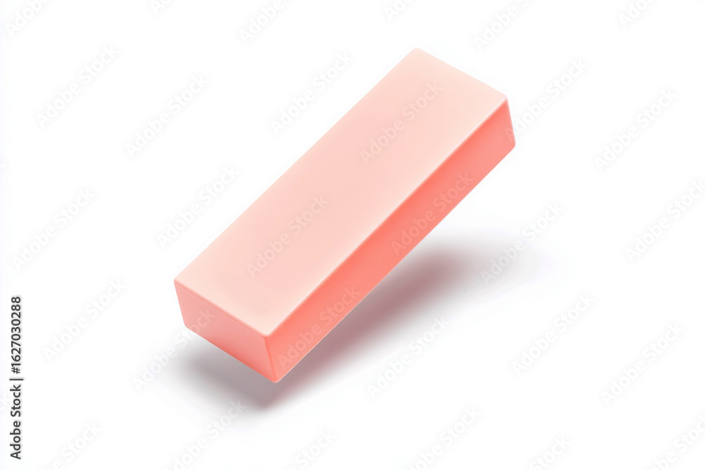 Minimalist study concept with a simple pink eraser on a white background for education design Minimalist study concept with a simple pink eraser on a white background for education design