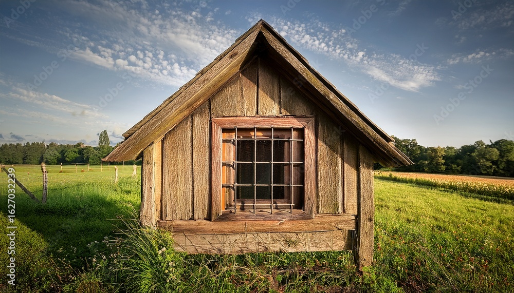 Obraz premium rural structure featuring a barred window