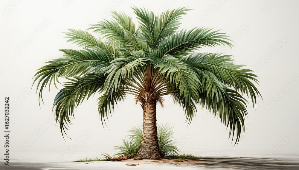 Obraz premium realistic depiction of a palm tree against a white background landscape