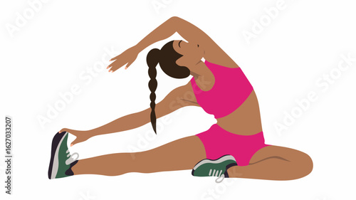 Clean and modern vector  woman stretching exercise fitness workout flexibility training pose gym