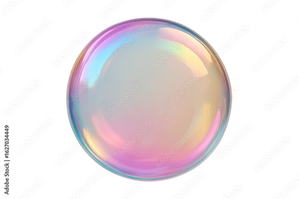 Obraz premium Soap Bubble Floating with Transparent Background Showing Rainbow Colors