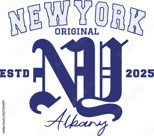 Retro typography college varsity New York slogan with Grunge effect for jersey, t-shirt, or wall art design - Vector