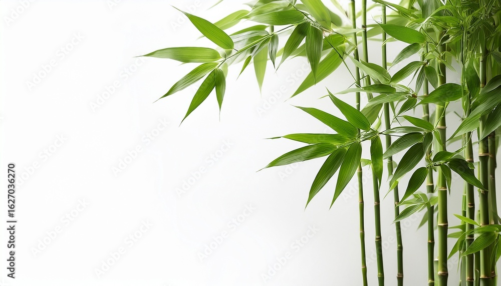 Fototapeta premium beautiful green bamboo plants with leaves in white background