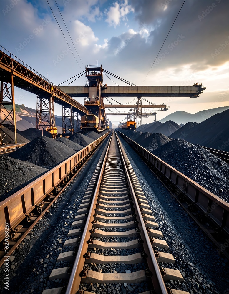 Naklejka premium Industrial coal train tracks