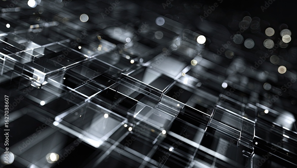 Obraz premium Abstract digital network of translucent cubes