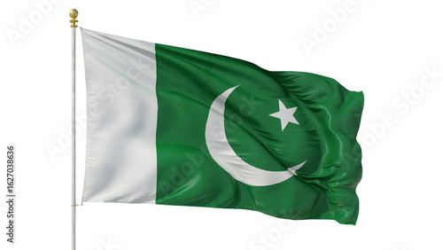 Proudly waving Pakistan flag symbolizes national pride and heritage, perfect for patriotic displays.