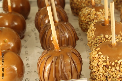 Caramel Apples with Nuts and Drizzle