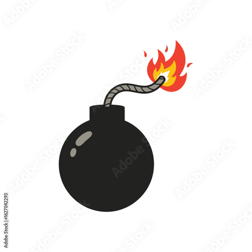 Burning Fuse Bomb Illustration Explosive Vector Graphic Design