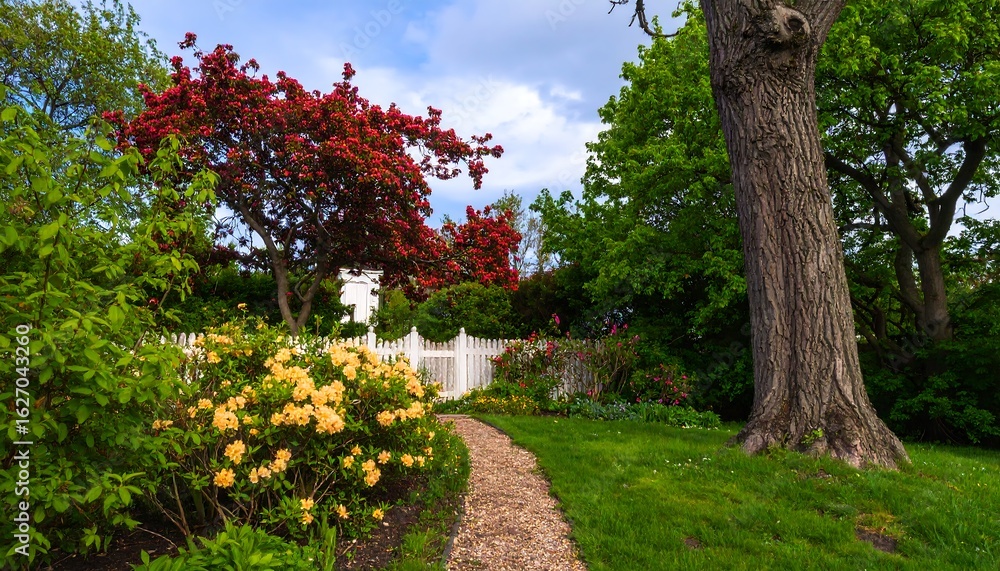 Naklejka premium Spring garden path