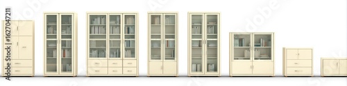 Various light beige storage cabinets