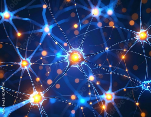 Neural network, vibrant, glowing