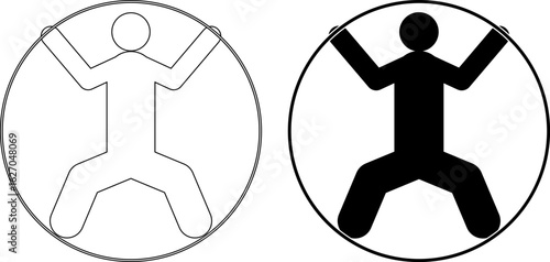 outline silhouette Cyr wheel icon set