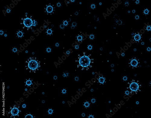 Abstract pattern of stylized viruses