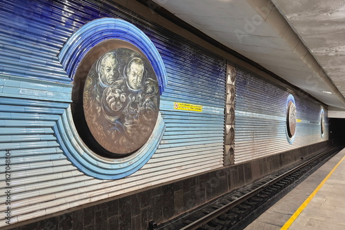 Metro Station with Soviet Cosmonauts designs in Tashkent, Uzbekistan 