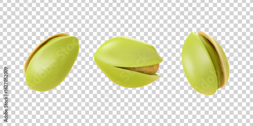 Vector set of realistic isolated pistachio on the transparent background.