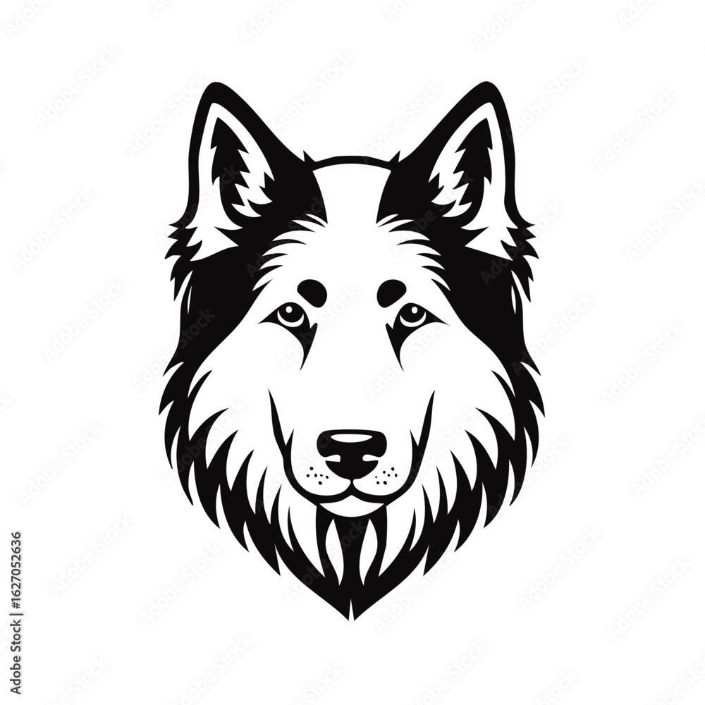 Naklejka premium Detailed Black and White Siberian Husky Dog Portrait