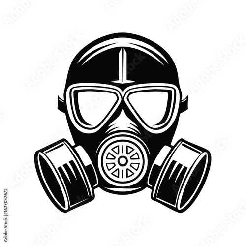 Iconic Black and White Gas Mask for Hazard Protection and Safety