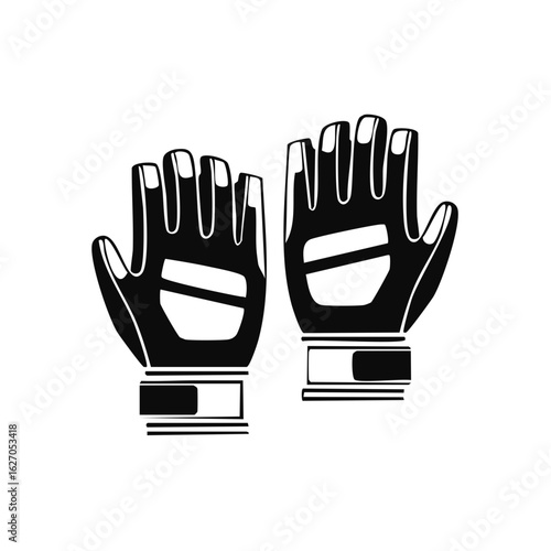 Pair of Protective Gloves Illustration in Black and White