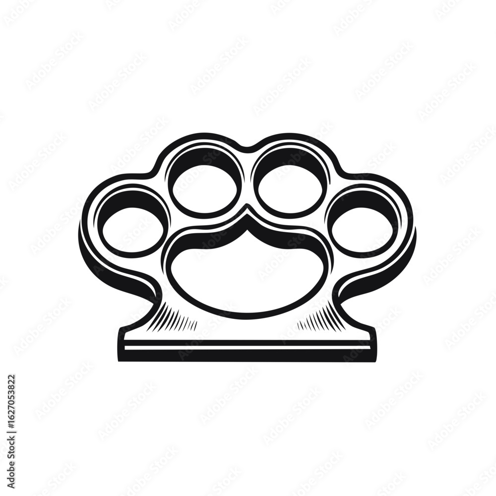 Obraz premium Vintage Engraved Brass Knuckles Weapon Self Defense Object Illustration