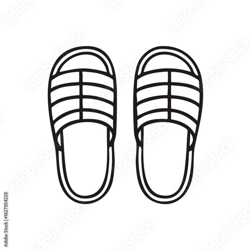 Two slipper drawings featuring basic comfort and simple design elements for casual relaxation and footwear needs.