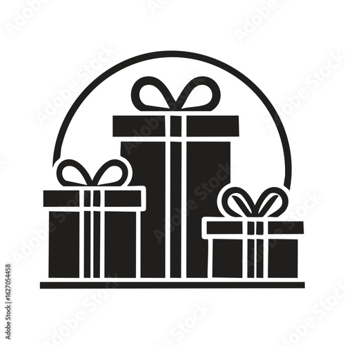 Gift Boxes with Ribbons Icon Celebration Surprise Present Package Arrangement