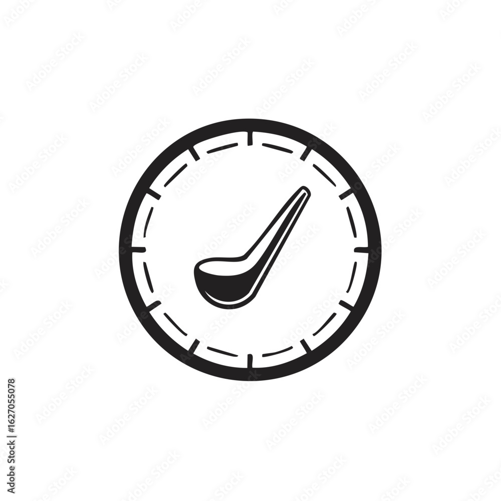 Golf club icon with a checkered inner circle for score tracking or game progress Golf club icon with a checkered inner circle for score tracking or game progress