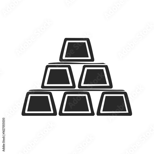 Stack of gold bars icon. Simple vector glyph of bullion ingots representing wealth, banking, and finance.