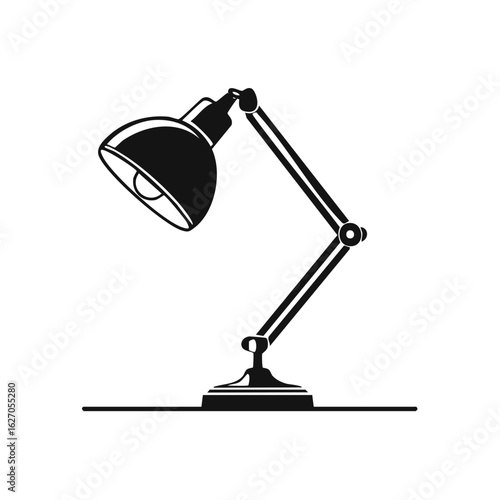 Monochrome adjustable desk lamp illustration for study or office workspace lighting