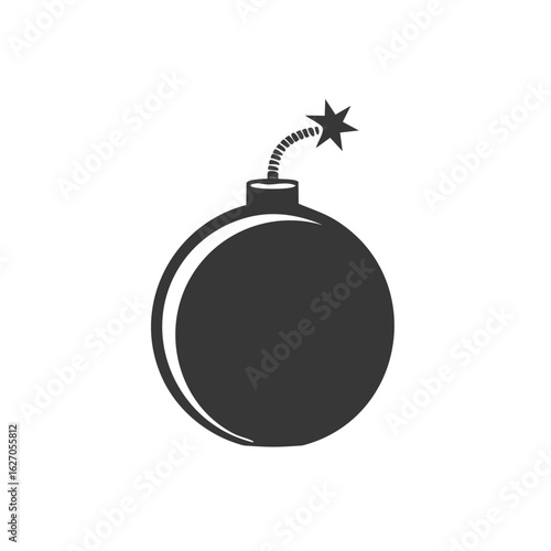 Vintage style bomb silhouette illustration, black explosive device.