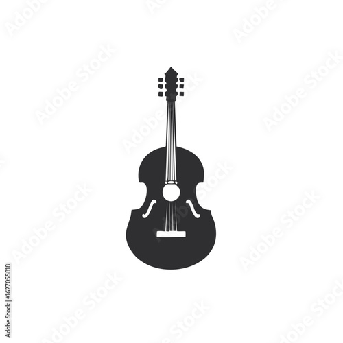 Vector Graphic of a Cello or Double Bass Musical Instrument in Silhouette