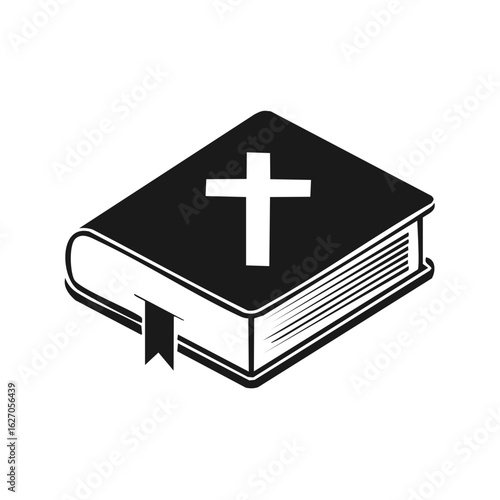 Christian Holy Book with Cross Symbol and Bookmark