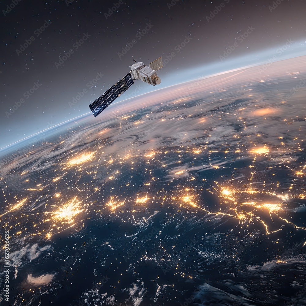 Fototapeta premium Earth at night, satellite view