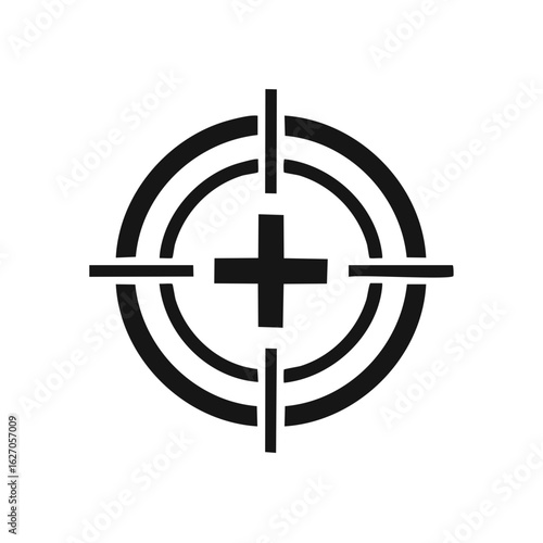 Simple black and white target symbol with crosshairs concept for design