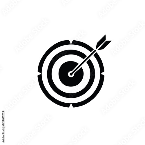 Black and white target with arrow hitting the bullseye symbol