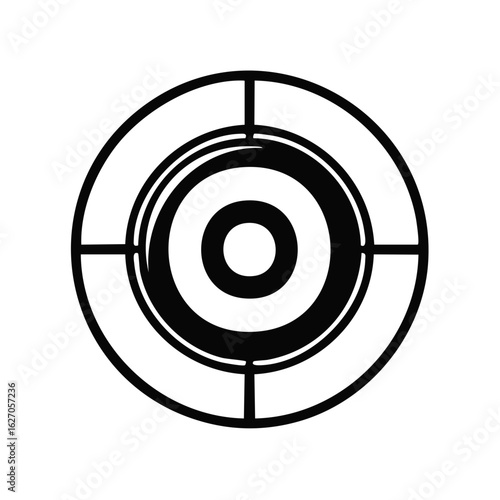 Simple black and white target reticle icon with crosshairs for aiming and precision.
