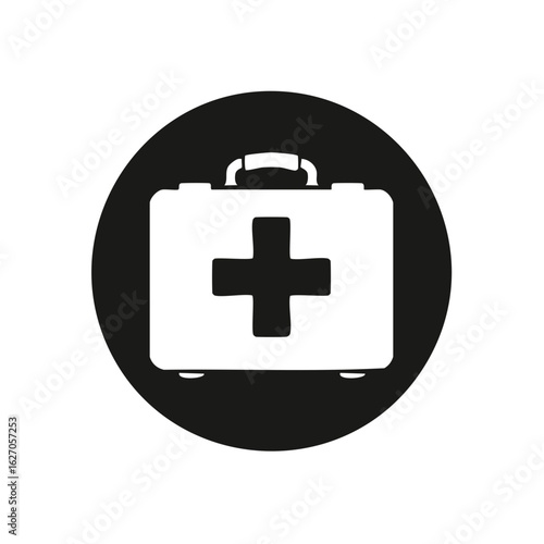 Black and White Medical First Aid Kit Icon